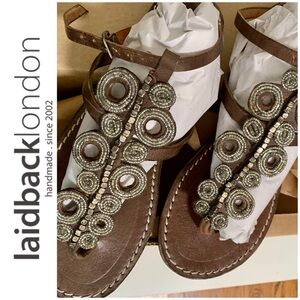 Laidback London handmade beaded sandals size 41EU/9.5 US, unworn in orig. box